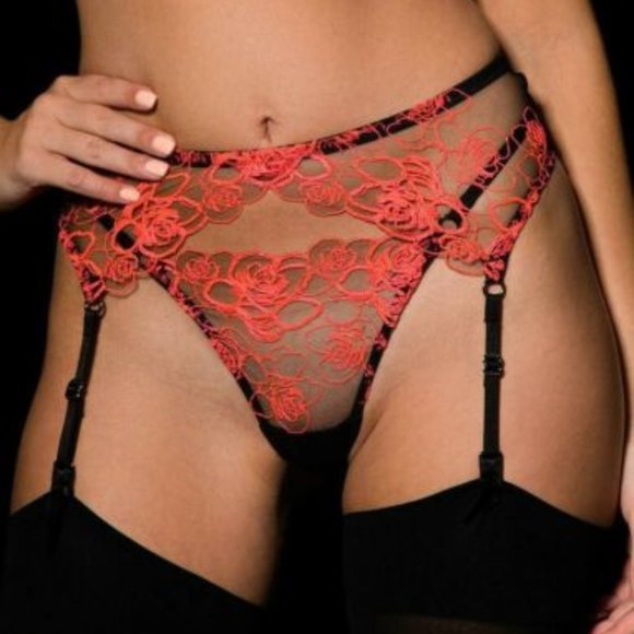 Honey Birdette Other - Honey Birdette Lyndl Thong Large (Black/Coral). Great Shape.